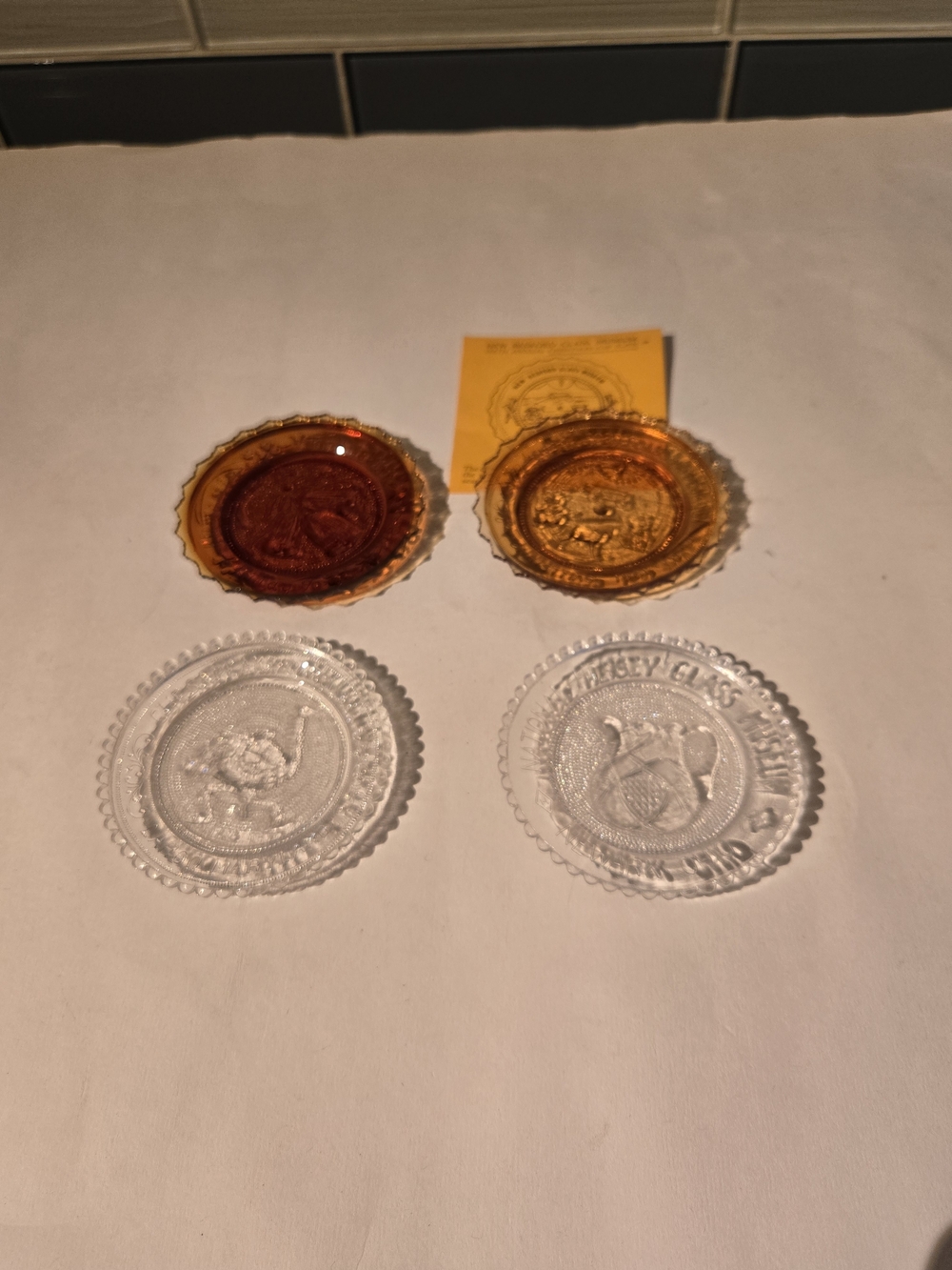 New Bedford Glass Coaster Set - Amber and Clear